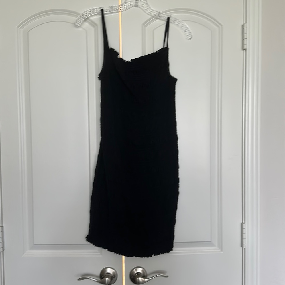 Black ruched mini dress